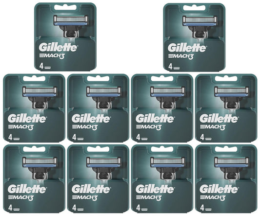 Gillette Mach3 Razor Blade Refills – 10 Packs of 4 (40 Refills)