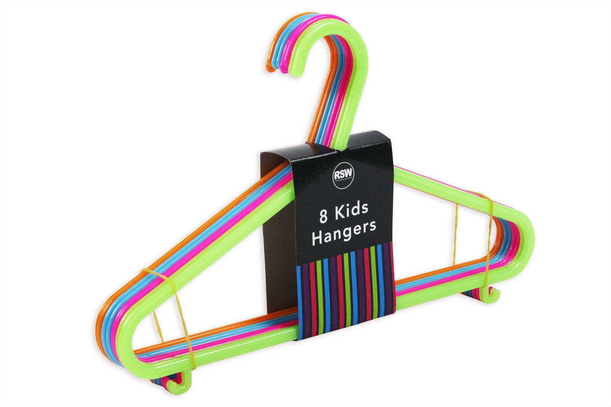 Royle Pack of 8 Kids Hangers 4 Bright Colours Baby Child Coloured Plastic Coat Clothes