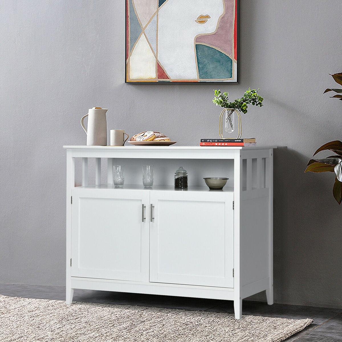 Modern Storage Cabinet Kitchen Buffet Server Sideboard-Grey