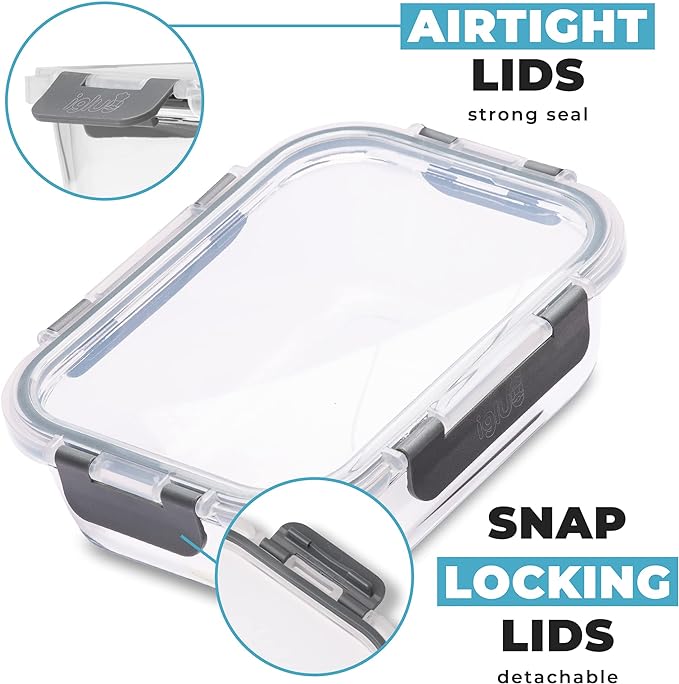 Borosilicate Glass Food Storage Containers with Airtight Lids | 12-Pack Assorted Sizes