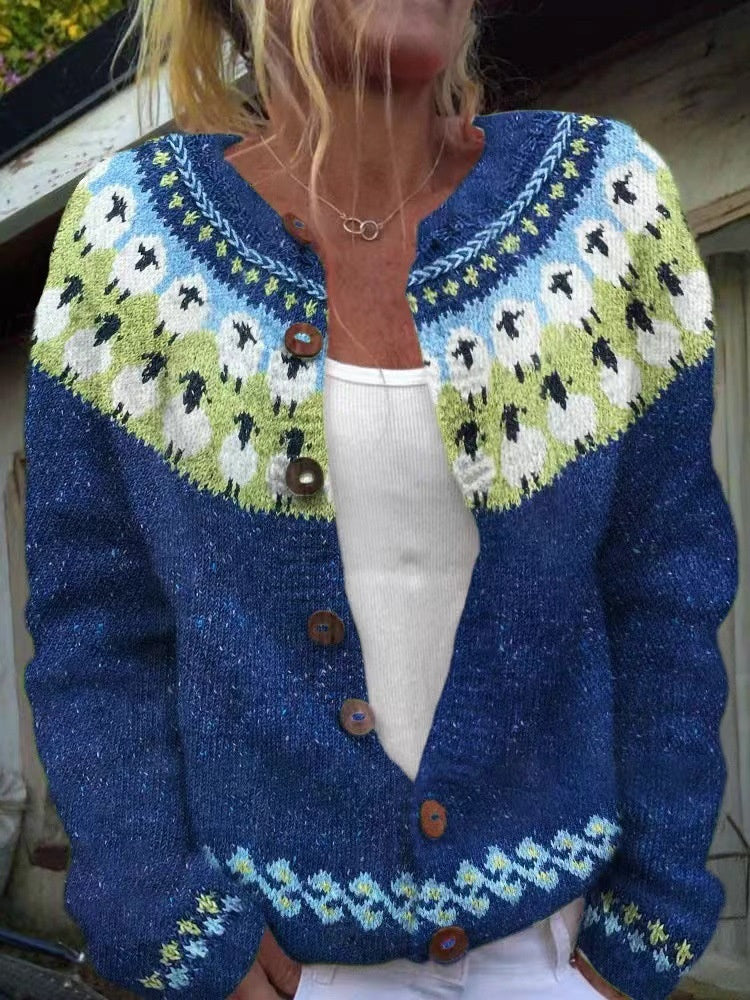 Creative Animal Print Shading Women's Cardigan Sweater