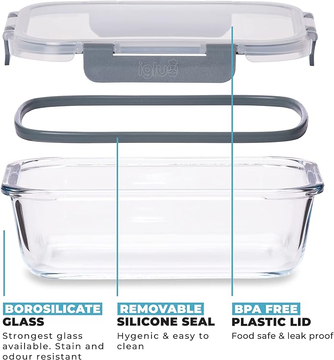 Borosilicate Glass Food Storage Containers with Airtight Lids | 12-Pack Assorted Sizes