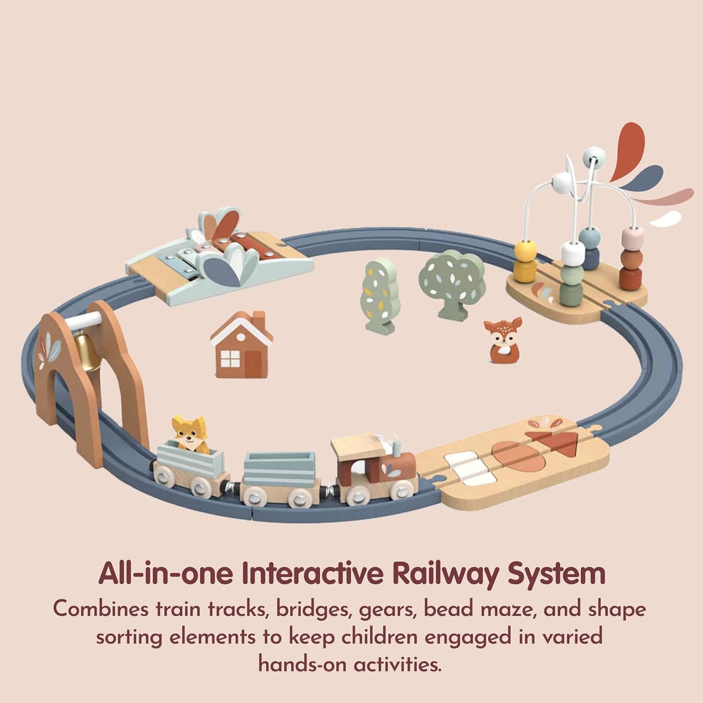Speedy Monkey Multi-Activity Wooden Train Railway Set