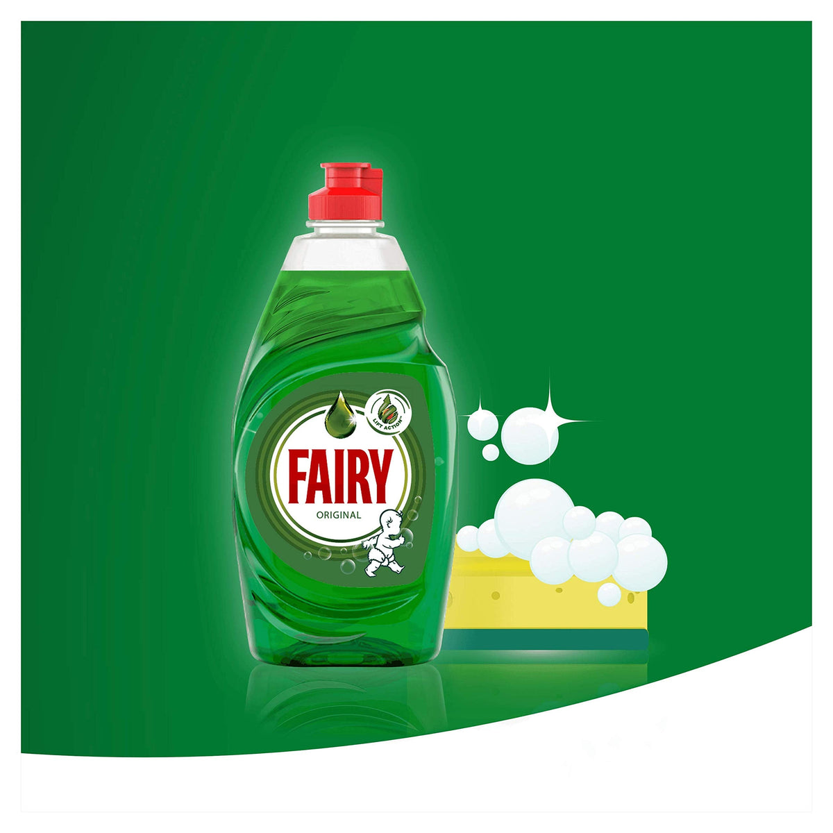 Fairy Original Washing Up Liquid Green with LiftAction. No Soaking, No Grease, No Fuss and Gentle On Your Skin, 1015 ml