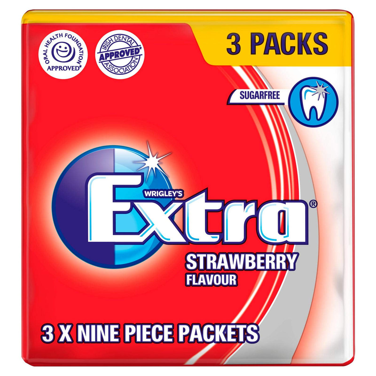 Extra Sugar Free Chewing Gum Wrigley 4 Pack Selection Bundle 3 x 9 Pieces of Peppermint, Spearmint, Cool Breeze & Strawberry Flavours