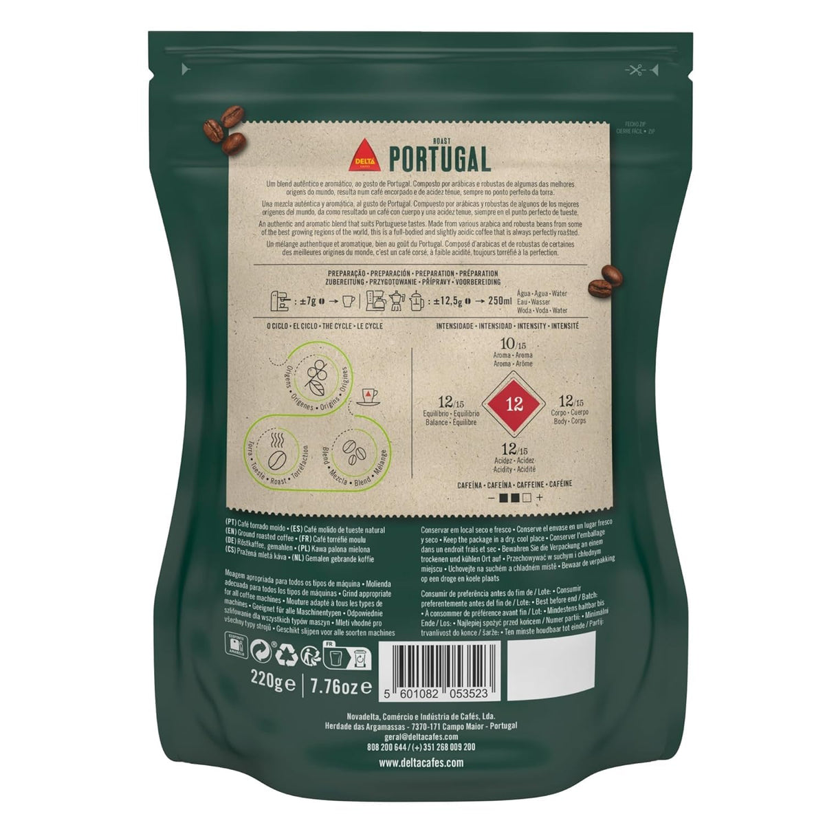 Delta Cafes Portugal Ground Roasted Coffee 220g