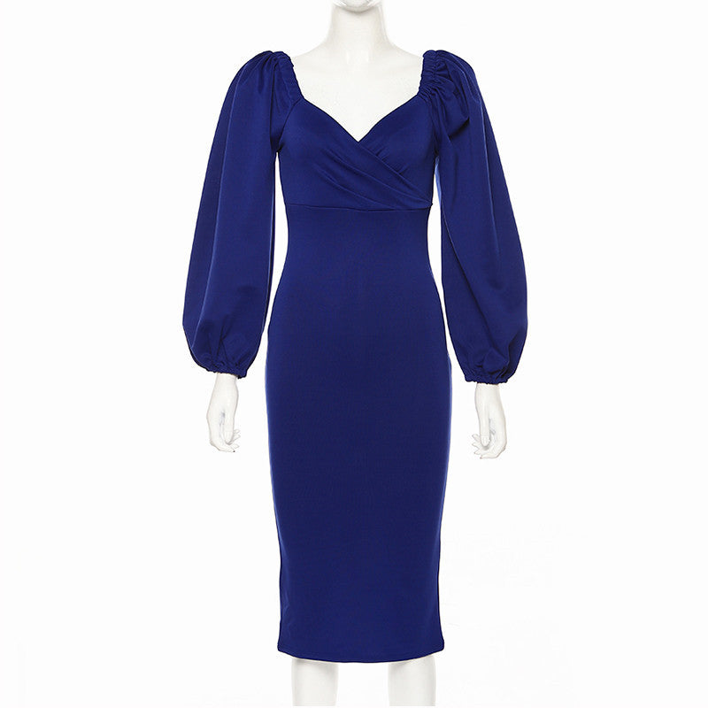 One shoulder sexy backless slim dress women