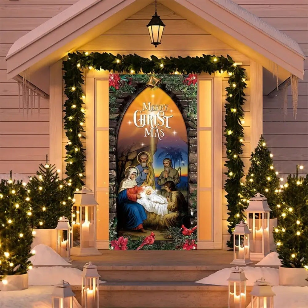 Christmas Curtain Decoration Hanging Cloth Background