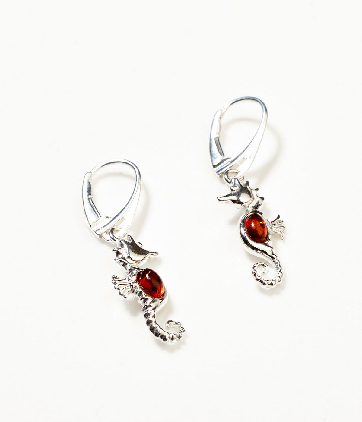 Amber Seahorse Drop Earrings