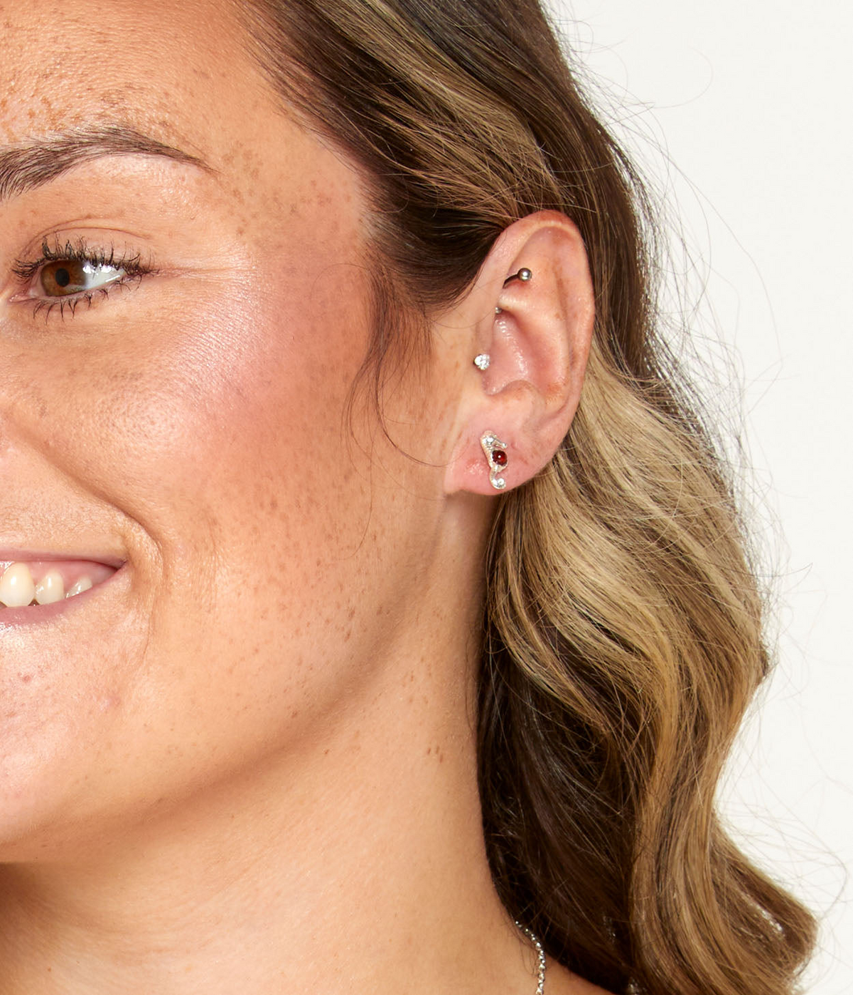 Amber Seahorse Stud Earrings