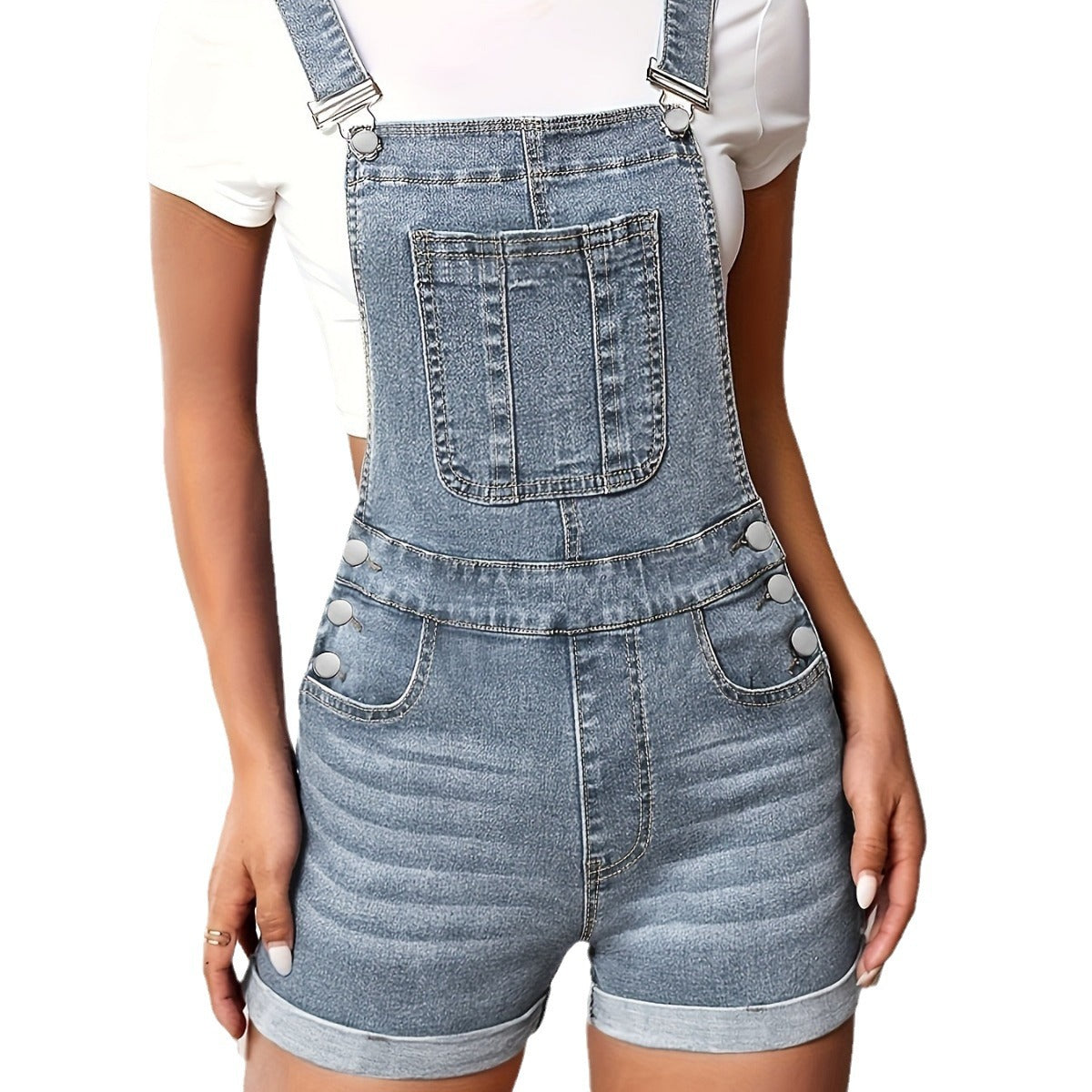 Slim-fit Denim Overalls With Straps