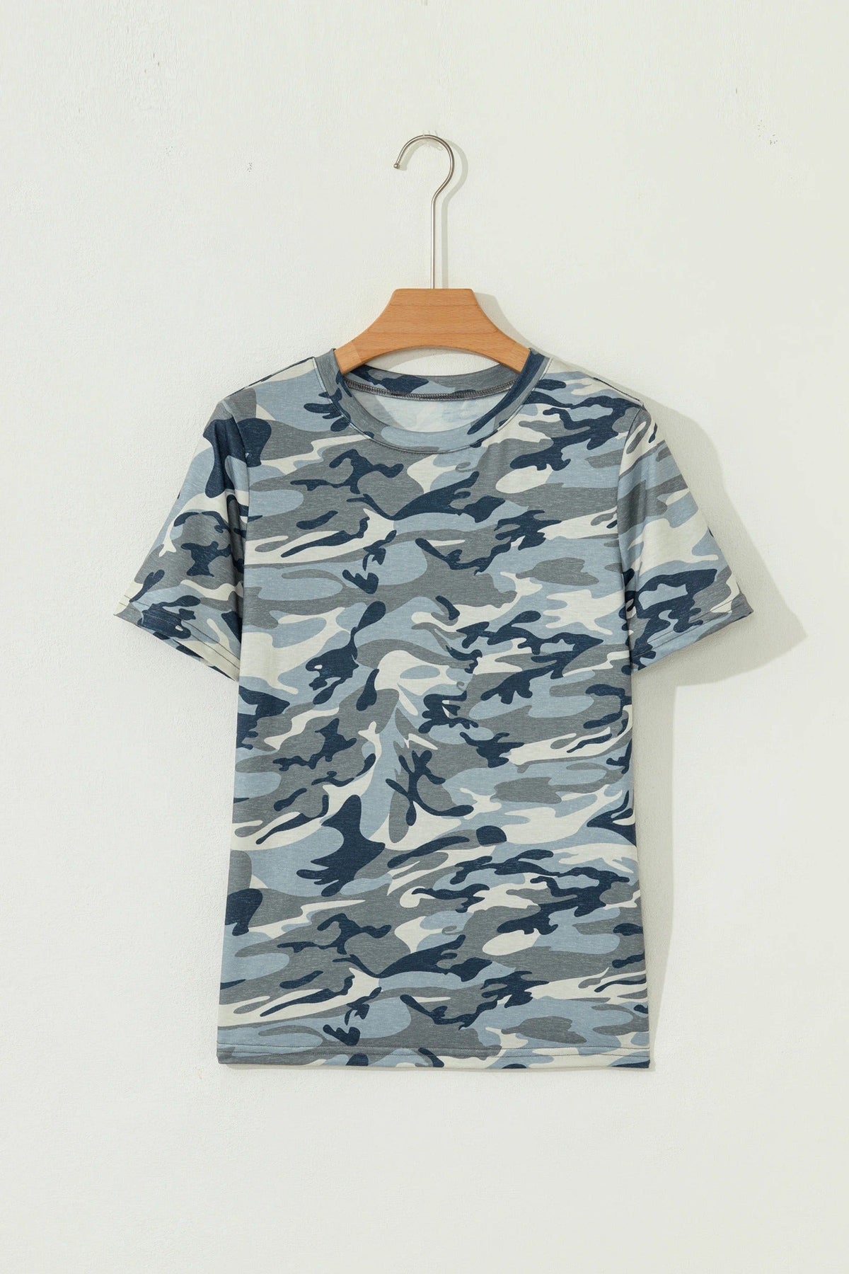 Women's Casual Loose-fit Crew-neck Camouflage Sports Short-sleeve