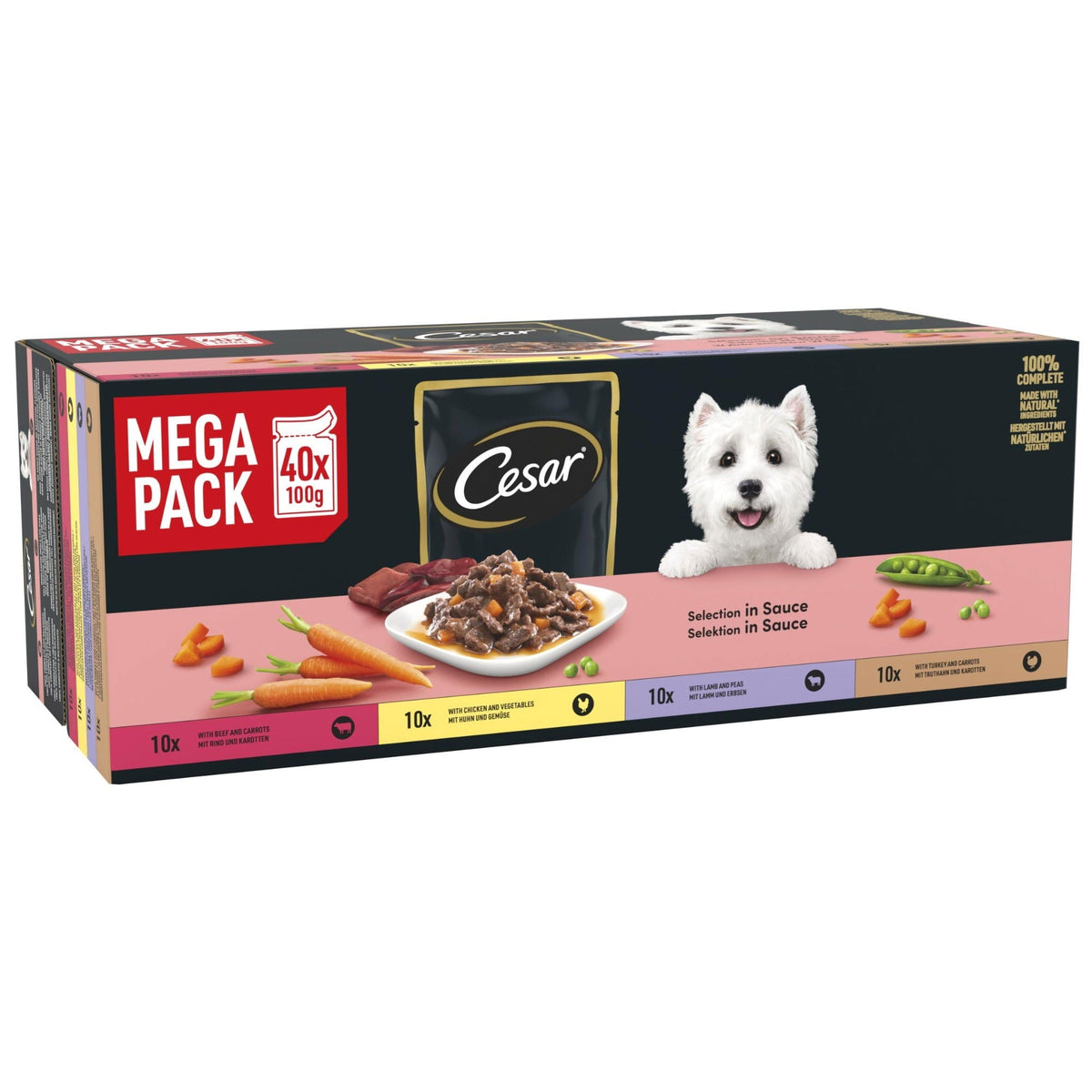 CESAR Selection Adult Wet Dog Food Mixed Selection in Sauce 40x100g Pouch