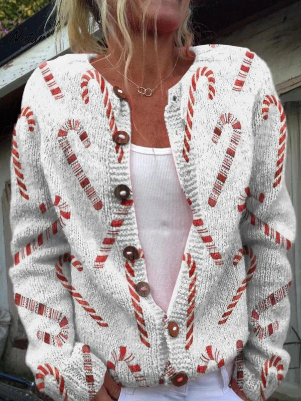 Creative Animal Print Shading Women's Cardigan Sweater