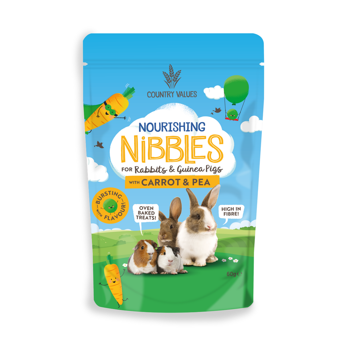 Country Values Carrot and Pea Treats 60g - Case of 8