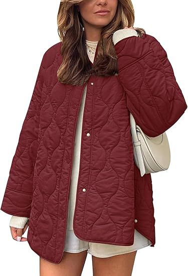 European And American Style Chic String Decoration Simple Solid Color Round Neck Loose Cotton Coat