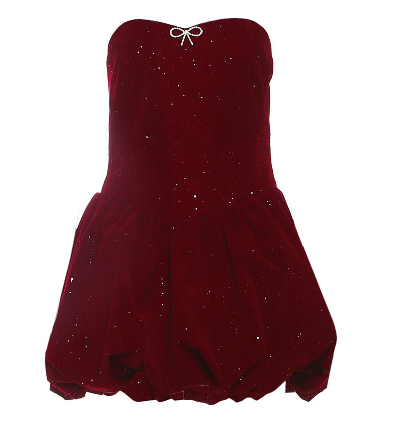 French Sexy Off-neck Strapless Dress Elegant Backless Waist-tight Dress