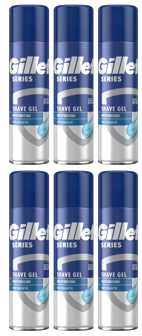 6 x Gillette Series Gel de Afeitar Hidratante - 200 ml