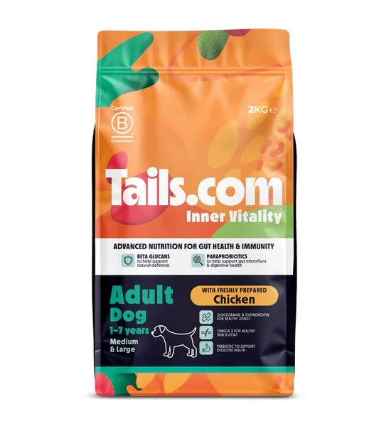 Tails.com Inner Vitality Alimento seco de pollo para perros adultos medianos y grandes 2 kg