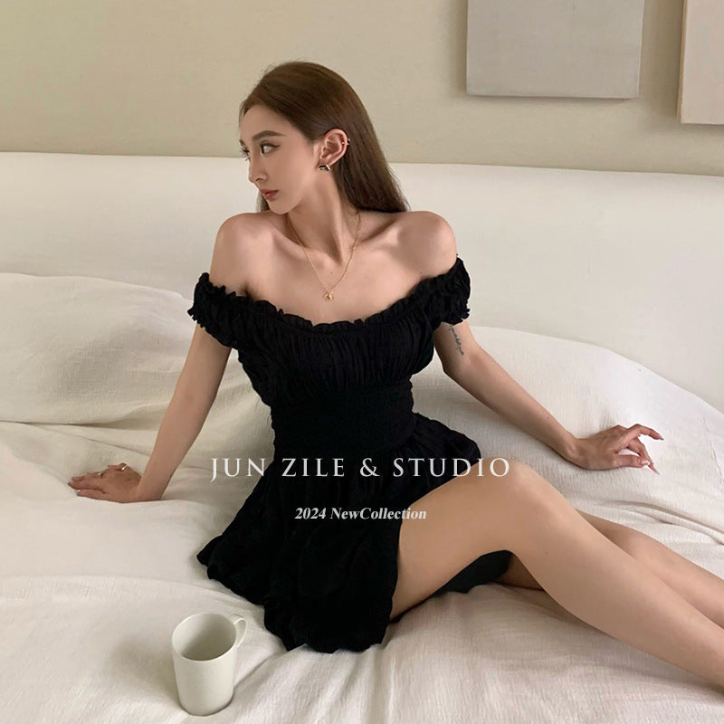 Summer Women's Black Collar Dress