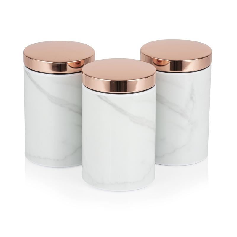 Tower Marble Rose Gold Set of 3 Canisters