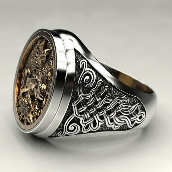 Men's Domineering Knight Silver Plated Finger Ring Day Gift