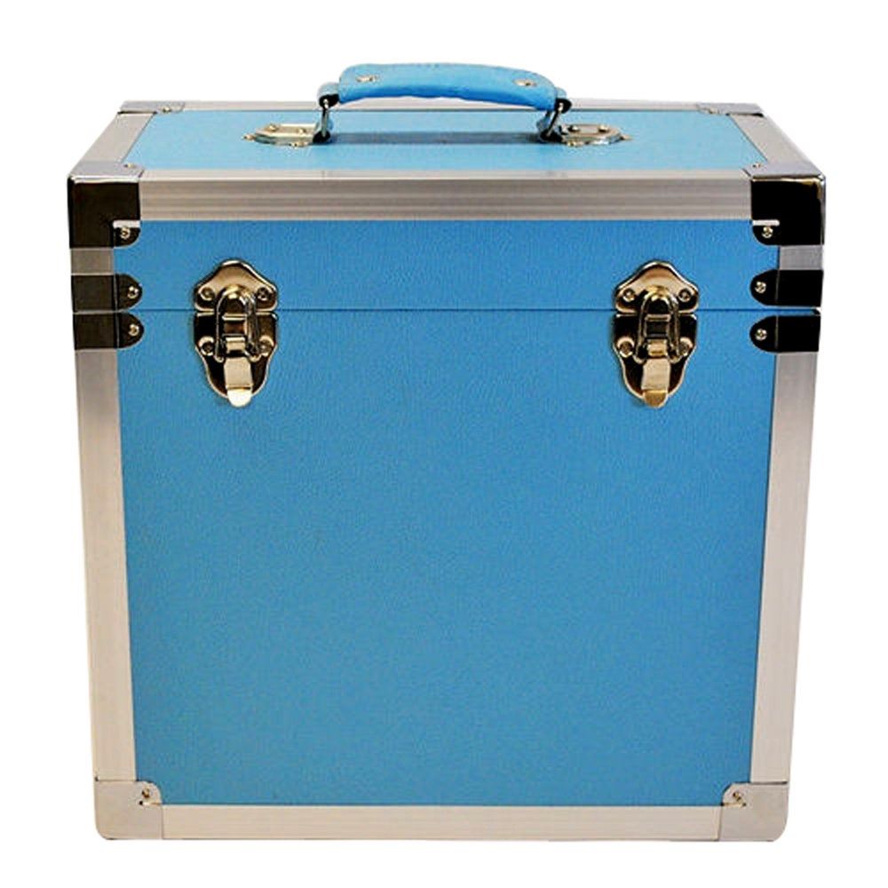 Steepletone 12 Inch LP Record Storage Light Blue Carry Case