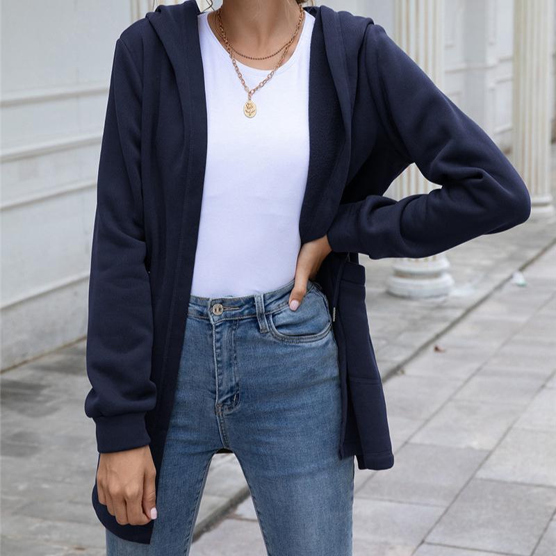 Mid-length hooded trench coat