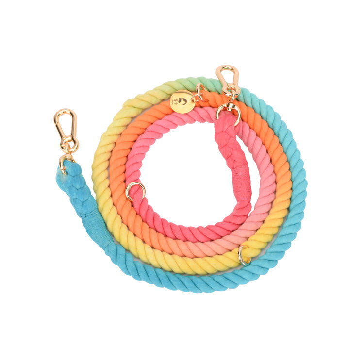 Multifunctional hand-woven gradient color collar