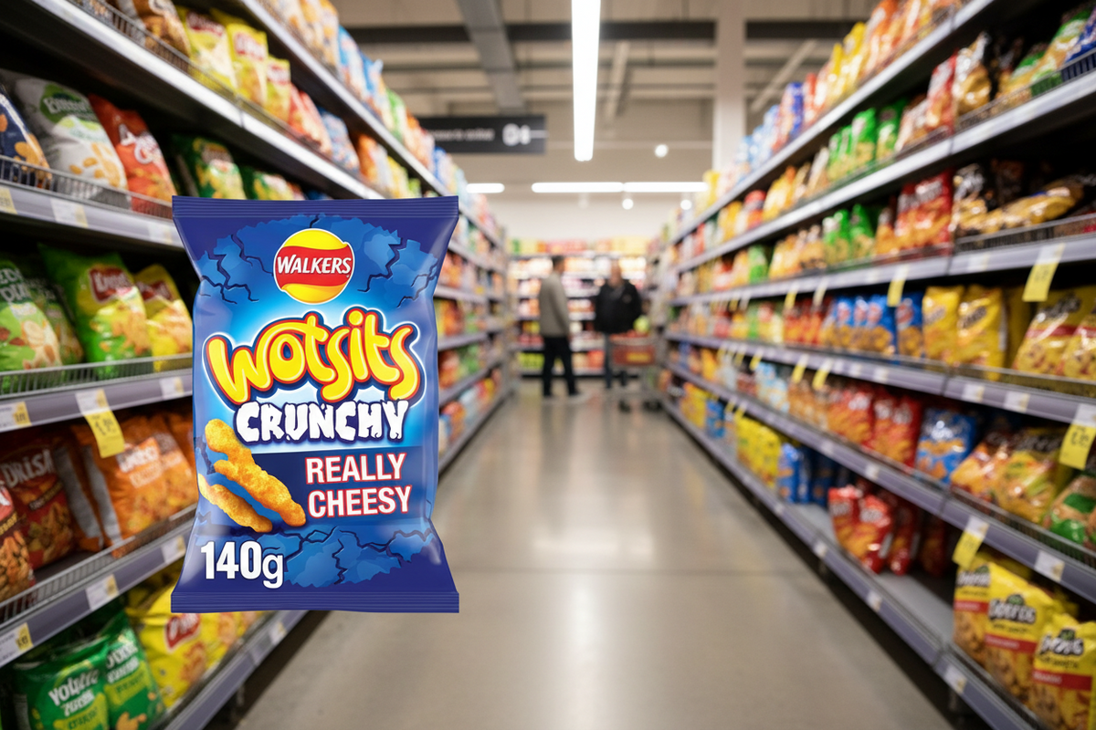 12 x Walkers Wotsits Crunchy Really Cheesy Snacks Crisps 140G