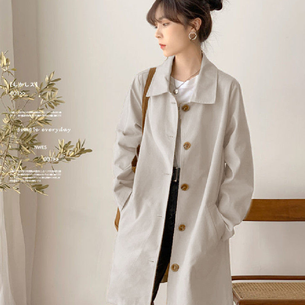 Women's Simple Early Autumn Mid-length Trench Coat