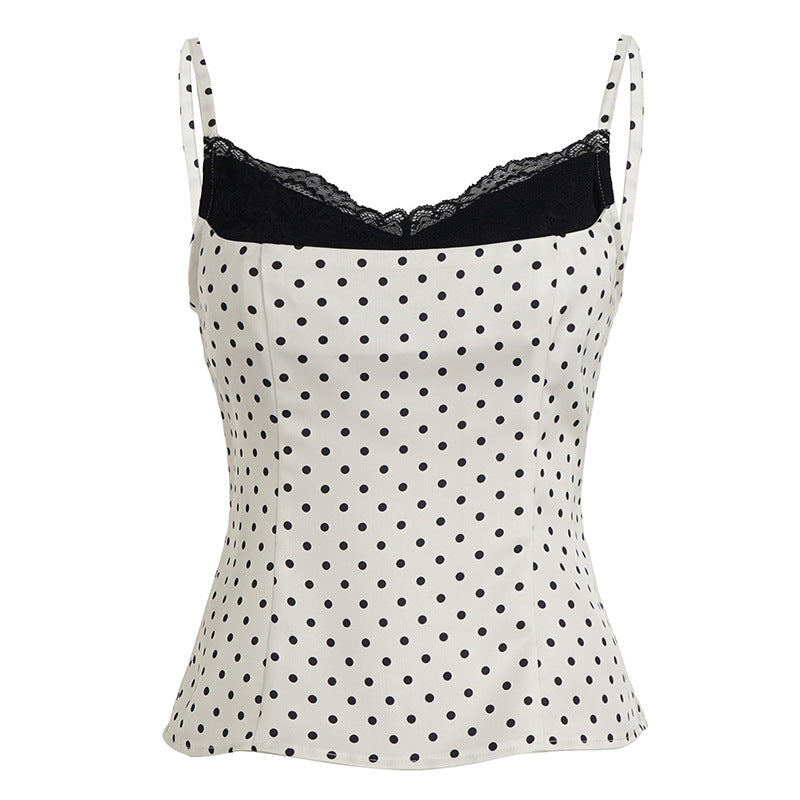 Polka-dot Strap Short Outerwear Camisole Top