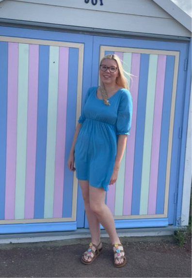 Petite Blue Dress with Pockets – Breastfeeding Friendly