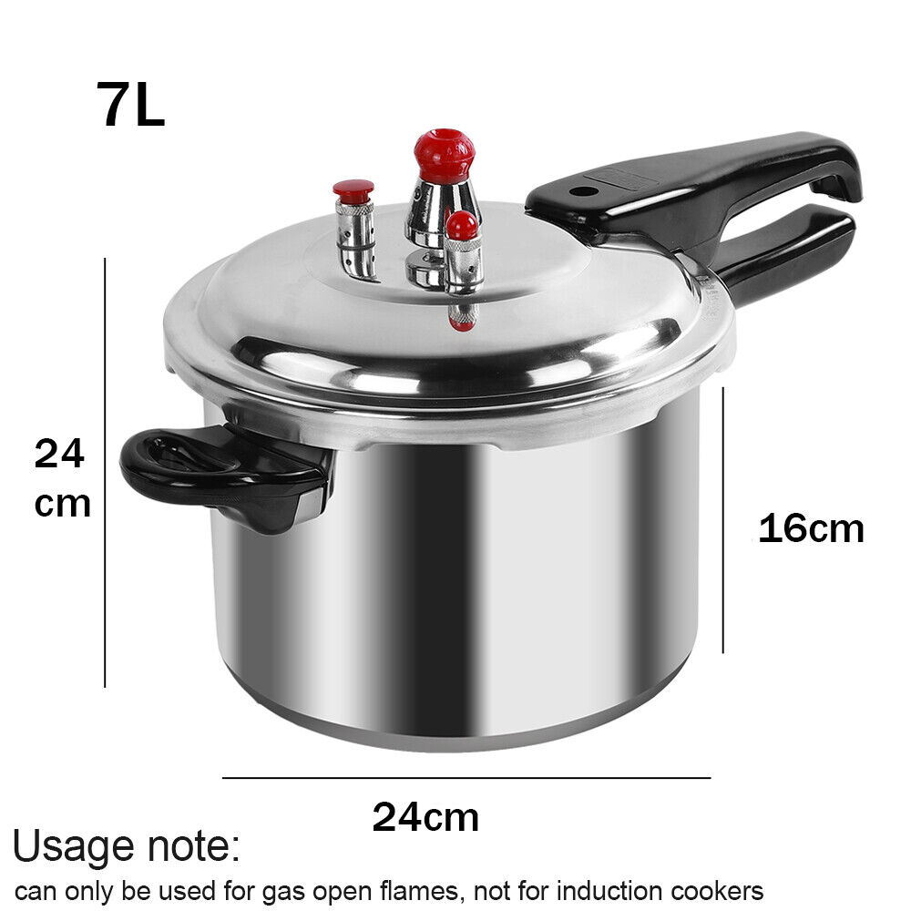 7L Aluminium Pressure Cooker Dual Handle Heavy Duty Kitchen Cooking Pot
