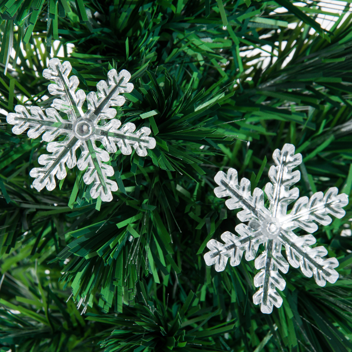 4FT Green Fibre Optic Artificial Christmas Tree LED Snowflakes Fireproofing