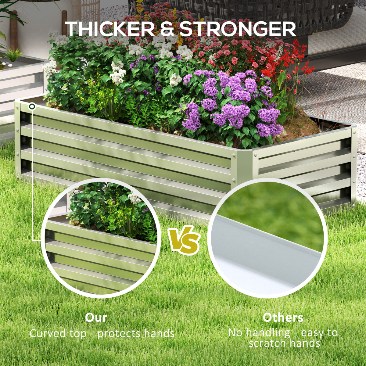 Outsunny Raised Garden Bed Elevated Planter Box for Flowers Silver