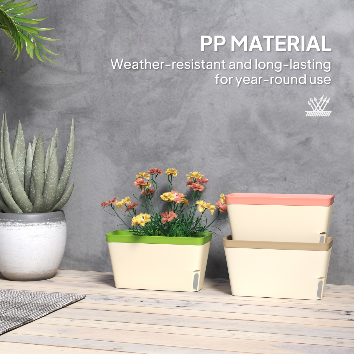 Outsunny 3 Pcs Self Watering Plant Pots w/ Visual Water Level Window