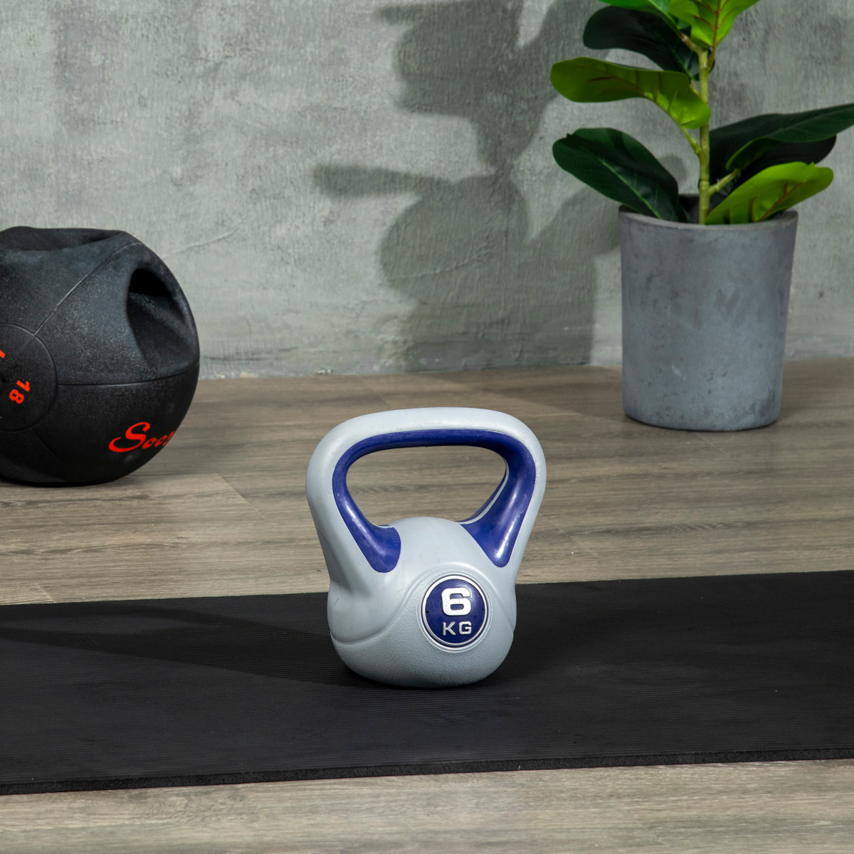 SPORTNOW 6kg Kettle Bell with Handle for Home Gym, Purple and Grey