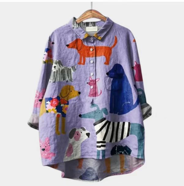 Long-sleeve Pullover Shirt With Digital Animal Print