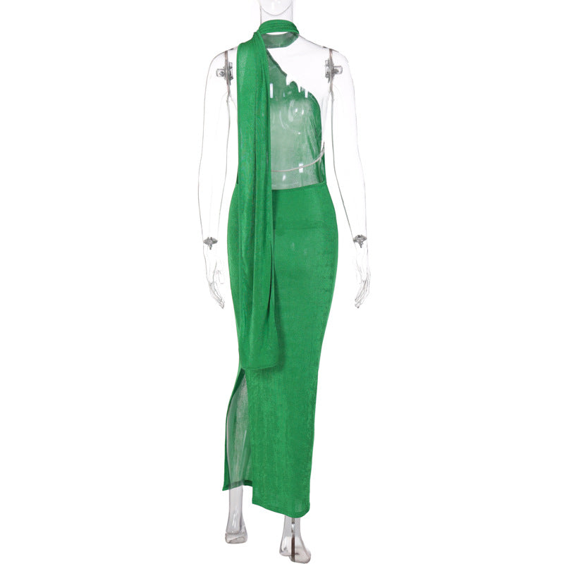 Solid Color Lace Up Neck   Backless Slim Fit Dress