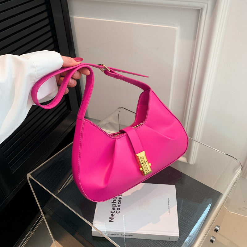 Simple Solid Color Shoulder Small Square Bag Fashion Baguette