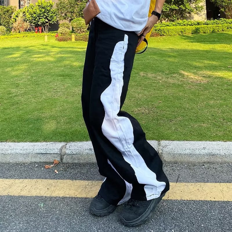 Black And White Patchwork Design Sense Patchwork Jeans