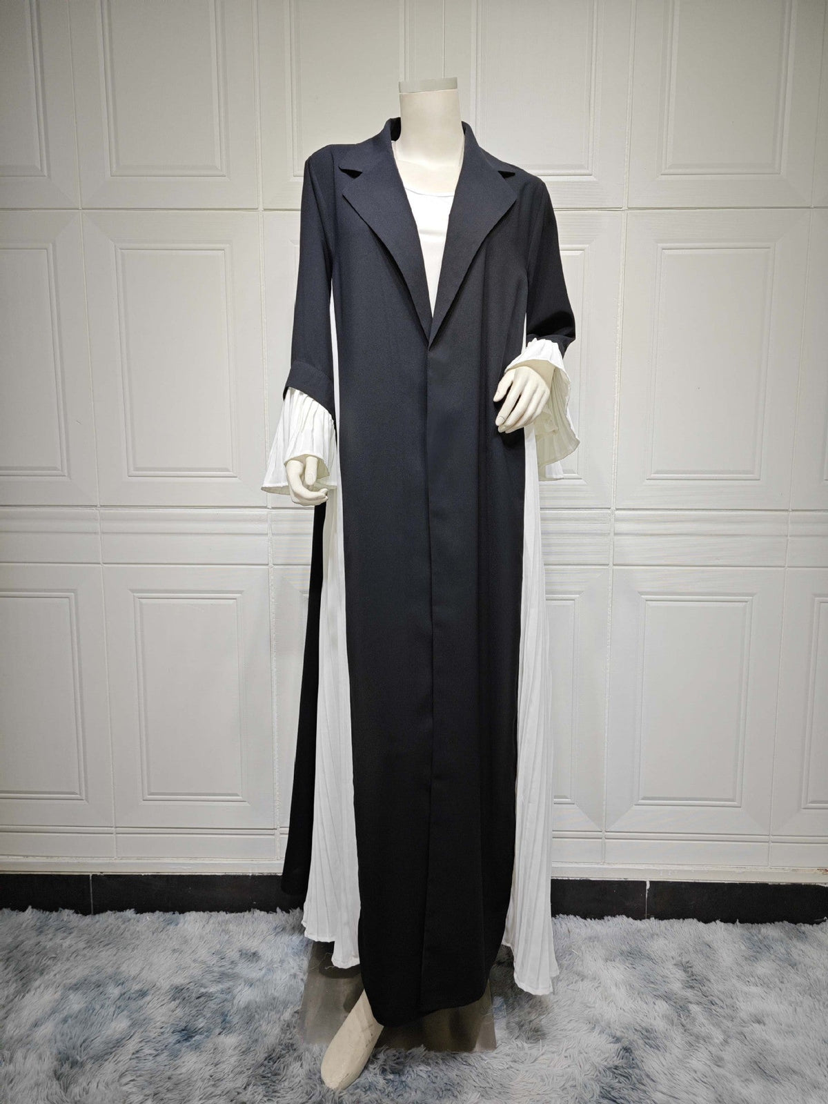Pleated Dress Female Black And White