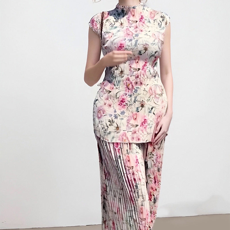 Long Sleeve Printed Chiffon Midi Dress | High Waist | S–3XL