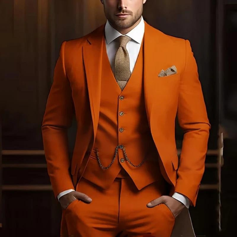 Men's Slim Fit Three-Piece Suit - Jacket, Vest & Trousers Set