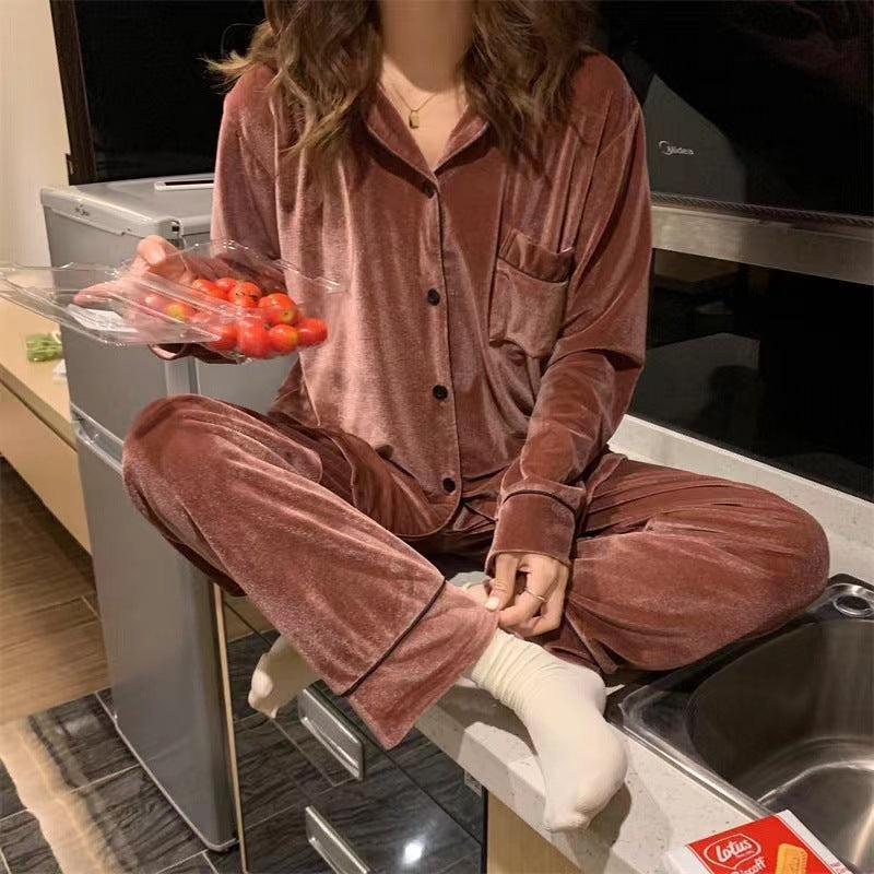 Casual Open-button Student Velvet Korean-style Warm Oversized Set