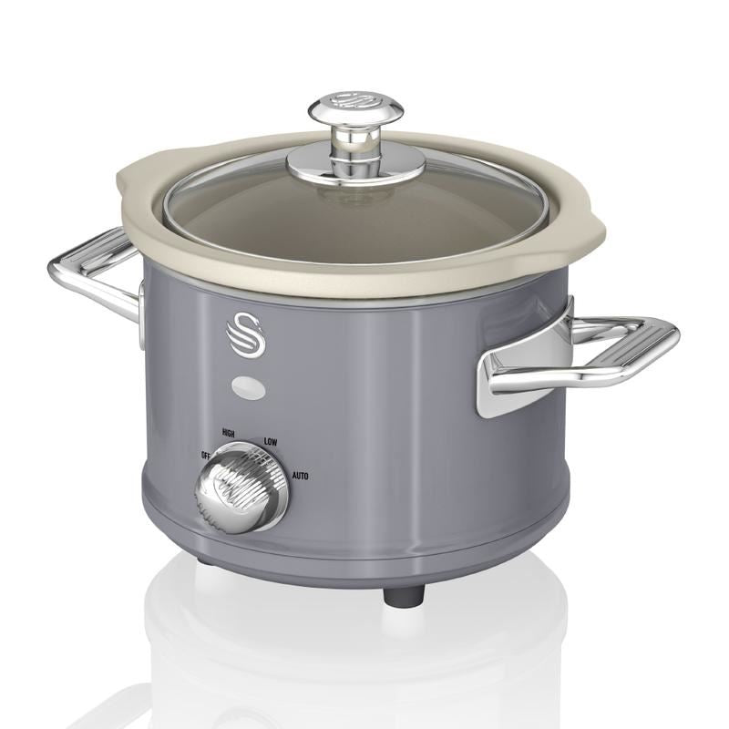 Swan 1.5L Grey Slow Cooker Retro