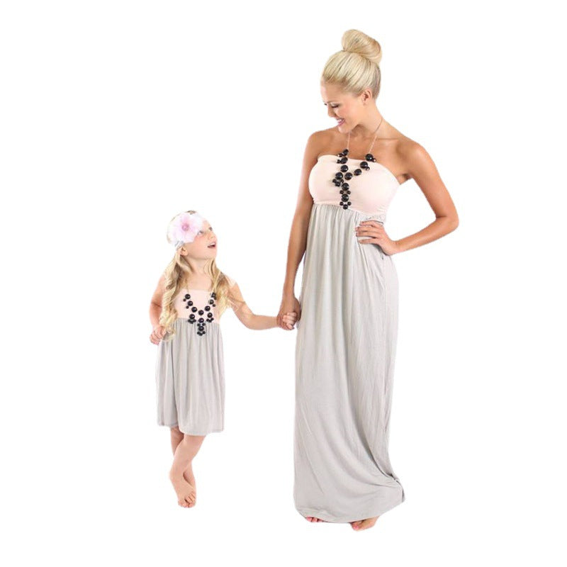 Tube Top Backless Mother-daughter Children's Patchwork Dress