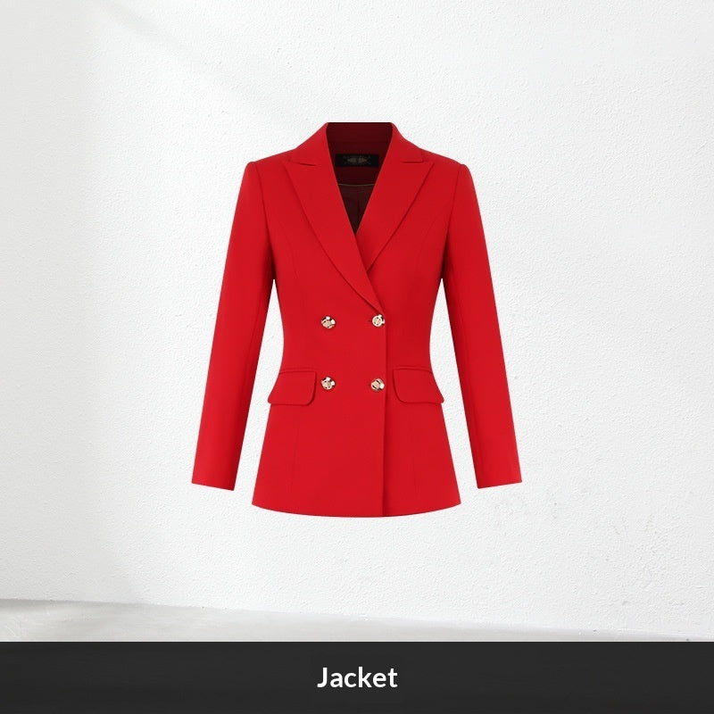 Professional Suit Set Womens Red Fashionable