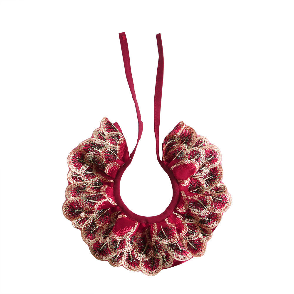 Pet Peacock Feather Lace Embroidered Lace Scarf